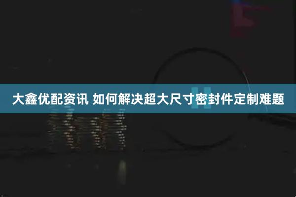 大鑫优配资讯 如何解决超大尺寸密封件定制难题